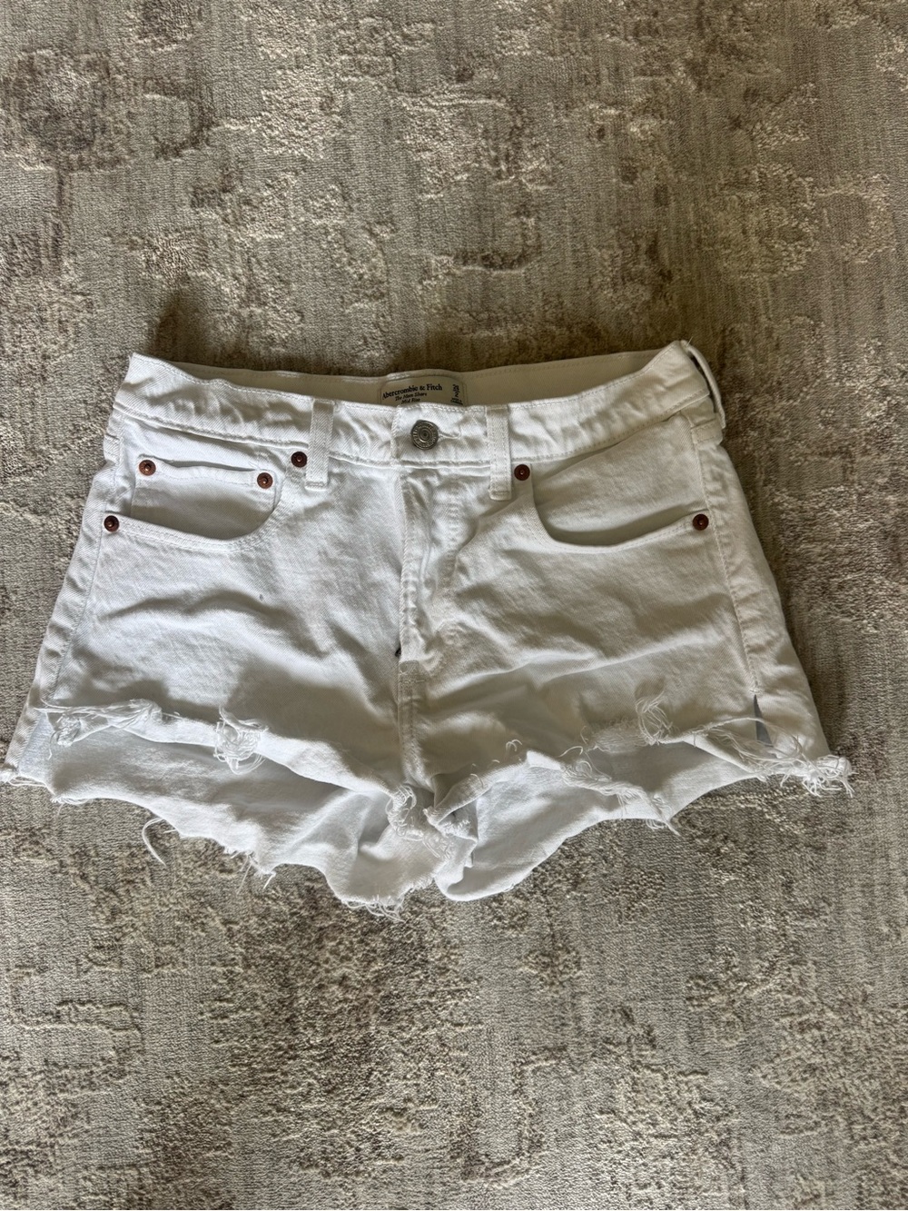Abercrombie & Fitch White Distressed Denim Cutoff Shorts